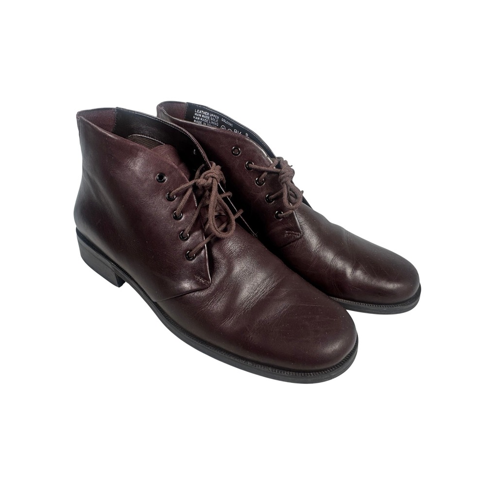 Easy Spirit Brown Leather Lace Up Chukka Ankle Boots Womens 8.5B Made in‎ Brazil